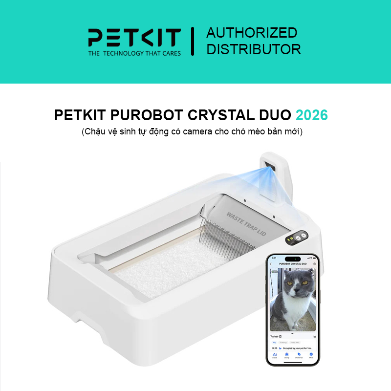 Hộp vệ sinh cho mèo tự động Purobot Crystal Duo