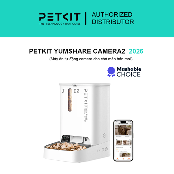 Máy ăn Petkit YumShare with Camera 2 ngăn dung tích 5 lít, phiên bản quốc tế chính hãng PETKIT